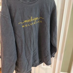 Michigan Wolverines distressed denim colored Sweatshirt